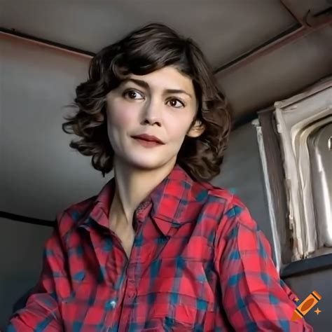 Young actress in a doorway of a caravan trailer