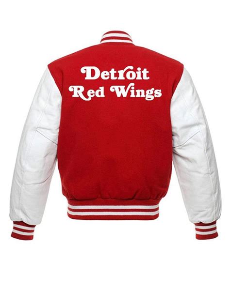 Red and White NHL Detroit Red Wings Varsity Jacket - Jacket Hub