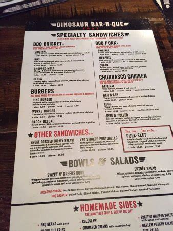 dinosaur bbq menu