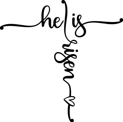 He is risen, Religious quotes, christian cross made of words - free svg file for members - SVG Heart