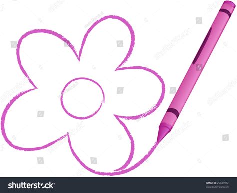 Crayon Drawing Flower Vector Illustration Stock Vector (Royalty Free) 25443922 | Shutterstock