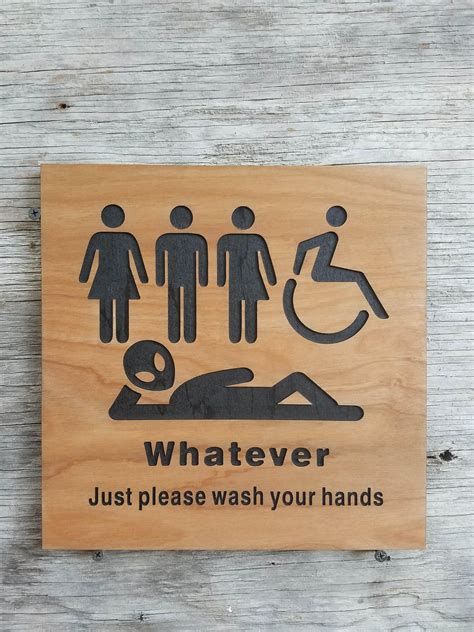 All Gender Bathroom Sign Whatever Just Wash Your Hands Alien Sign by Southernkeeps on Etsy ...
