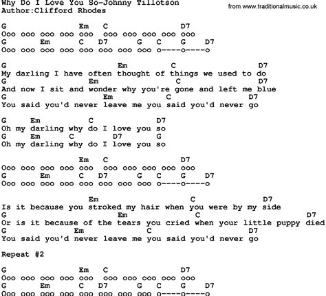 Country Music:Why Do I Love You So-Johnny Tillotson Lyrics and Chords