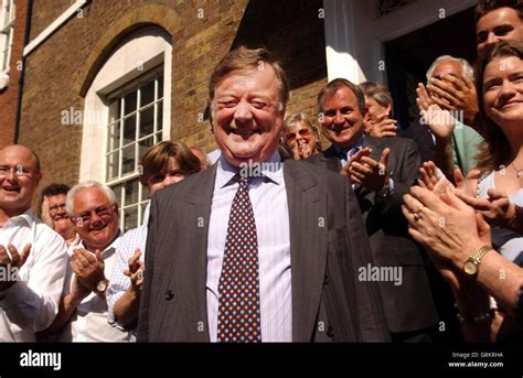 Conservative MP Ken Clarke receives the applause of his supporters as he stands on the steps of ...