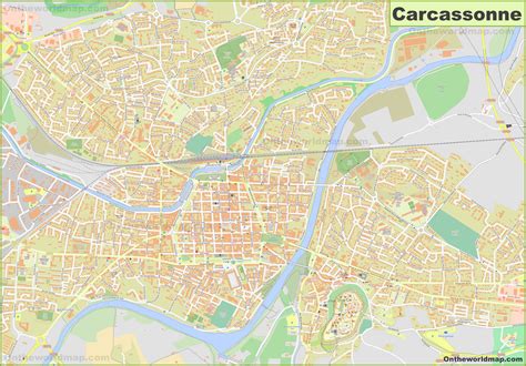 Large detailed map of Carcassonne