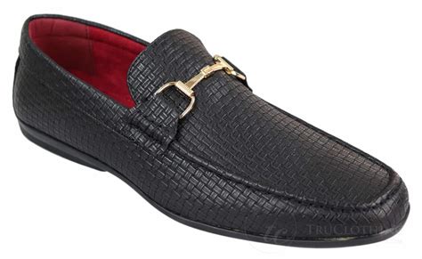 Mens Black Weave PU Leather Loafers | Happy Gentleman