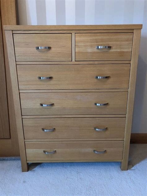 Solid Oak bedroom furniture -Wardrobe,bedside cabinet,mirror,3x4 drawer ...