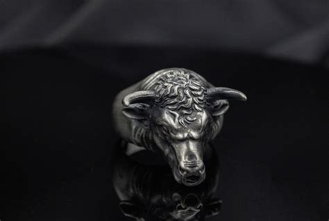 925 Silver Bull Ring Mens Accessory Birthday Gift Ideas Women | Etsy