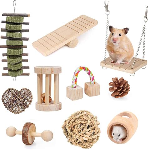 Amazon.com : Supmaker Hamster Guinea Pig Toys - Natural Wooden Play Toy ...