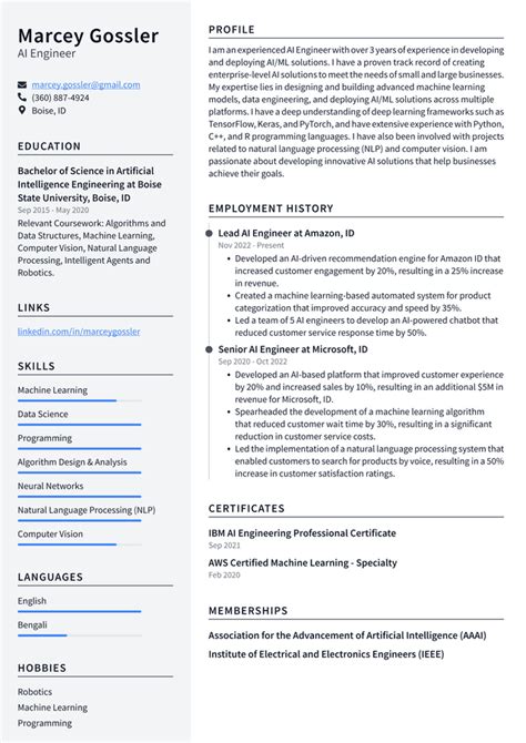 Artificial Intelligence Engineer Resume Sample In 202 - vrogue.co