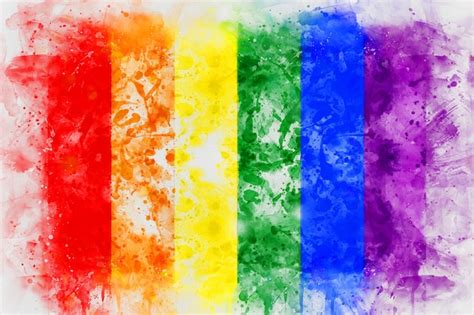 Premium Photo | Rainbow lgbt flag digital painting.