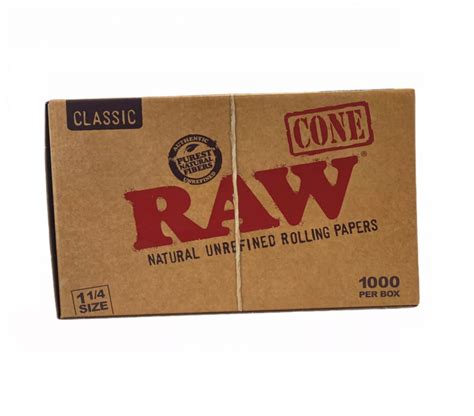 Raw Classic Unrefined Cones 1-1/4 (1 Box) - Wraps & Cones