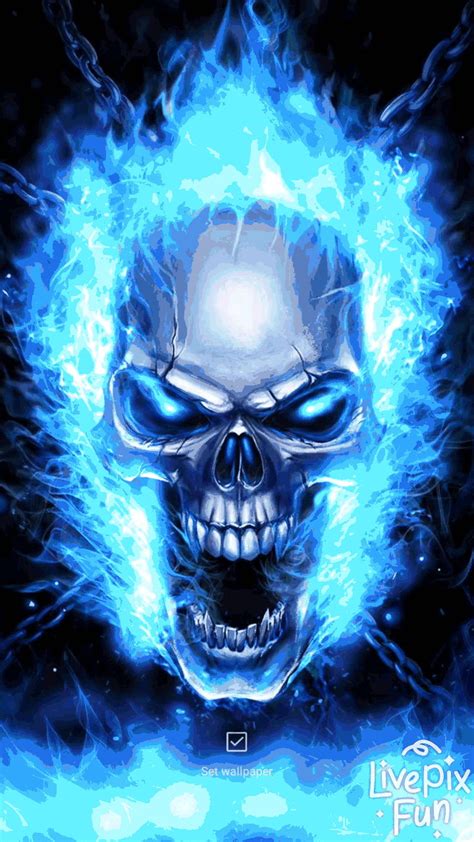 Blue Flaming Skull Wallpaper