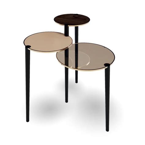 Table features three circular glass tops joined perfectly on lacquer legs. This gorgeous table ...