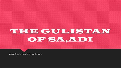 THE GULISTAN OF SAADI