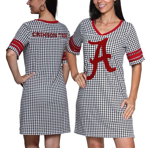 Alabama Crimson Tide Womens Jersey Wordmark Nightshirt - Houndstooth - Unique Alabama Stuff