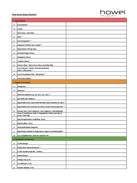 New Event Setup Checklist 2021 | PDF