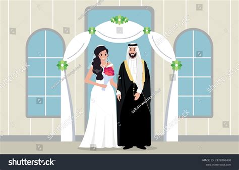 Saudi Arabian Couple Man Woman Brides Stock Vector (Royalty Free ...