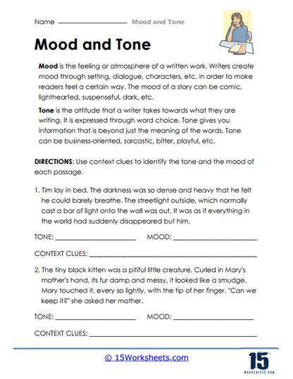 Mood and Tone Worksheets - 15 Worksheets.com