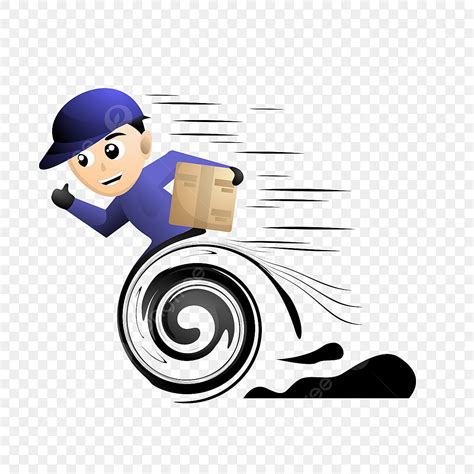 Fast Delivery Clipart Hd PNG, Delivery Man Running Fast With Cartoon Effect, Character, Fast ...