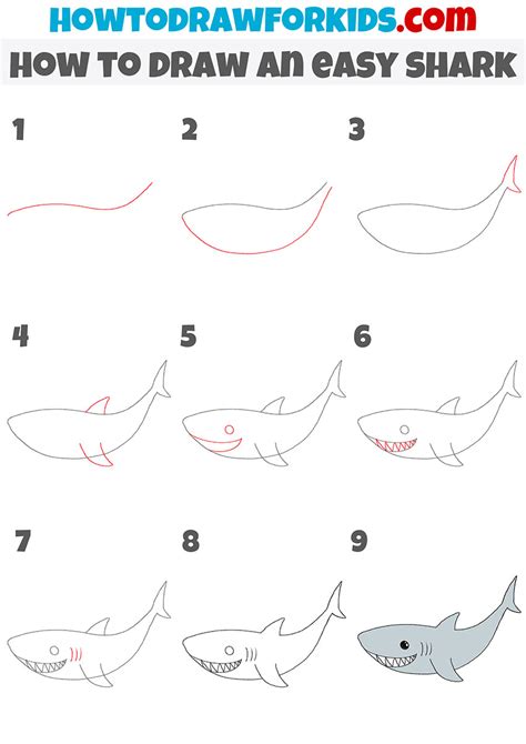 How to Draw an Easy Shark Step by Step - Easy Drawing Tutorial For Kids