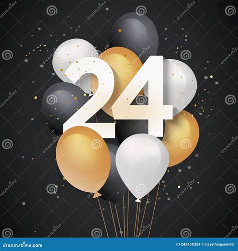 Happy 24th Birthday Balloons Greeting Card Background. Stock Vector ...