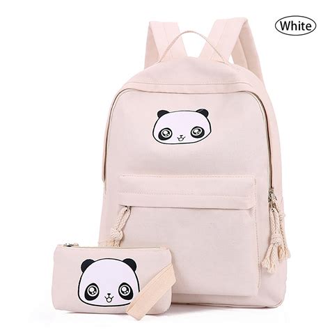 Cute Panda Backpack Lightweight Casual Canvas School Backpacks for Teen ...