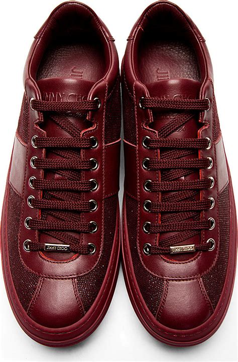 Lyst - Jimmy Choo Burgundy Sparkle Portman Sneakers in Brown for Men