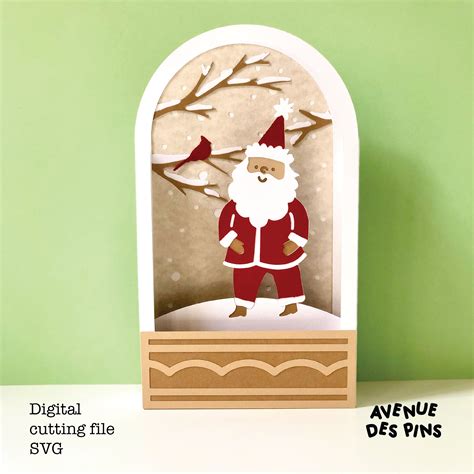 Christmas Snowball Pop up Card Santa Claus Pop up Card SVG 3D Papercut SVG Card Cut File Cricut ...