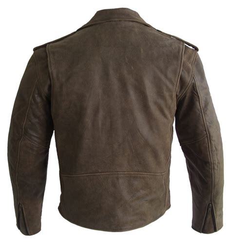 Mens Classic Brown Concealed Carry Buffalo Hide Leather Motorcycle ...