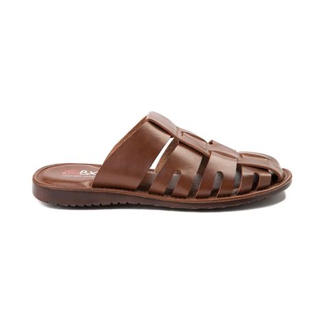 GBX Shae Men's Leather Fisherman Slide Sandals Closed Toe Mule Slides ...