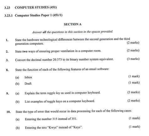 KNEC KCSE 2019 Computer Studies Paper 1 (Past Paper with Marking Scheme) - Muthurwa.com