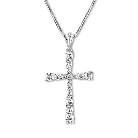 Diamond Cross Necklace 1 ct tw Round 14K White Gold 18" | Jared