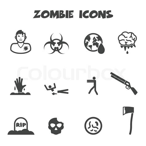 Zombie icons, mono vector symbols | Stock vector | Colourbox