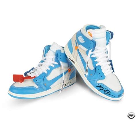 Michael Jordan Autographed Nike Air Jordan 1 Retro High Off-White "UNC ...