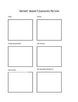 Herbert Hoover Economic Policy: Graphic Organizer by Melissa McCarty