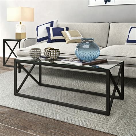 Mid-Century Modern Glass Coffee Table, Rectangle Accent Table in ...