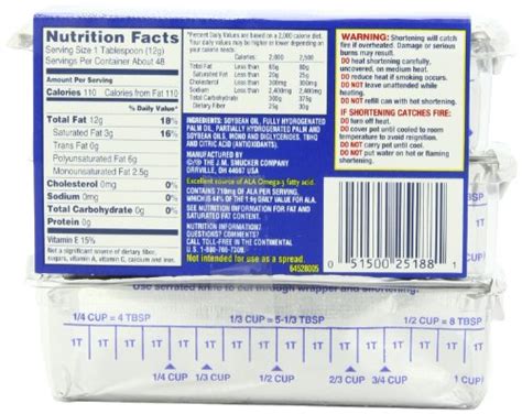 Crisco Shortening Nutrition Label - Label Ideas