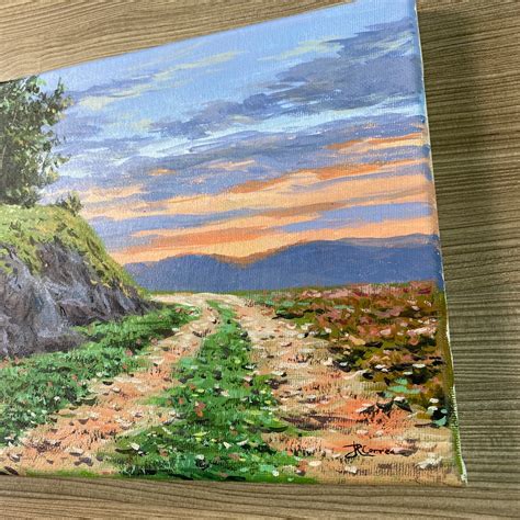 Acrylic Painting Dirt Path Sunset Landscape original Painting - Etsy