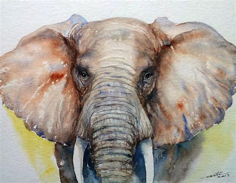 Artists of India: Chestnut Brown Elephant Watercolor Painting By Arti ...