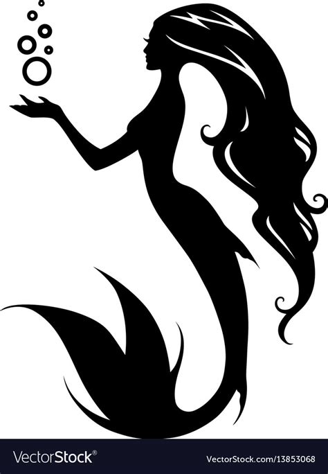 Mermaid bubbles silhouette Royalty Free Vector Image