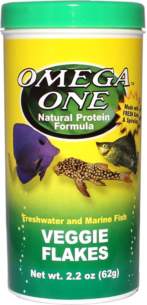 OMEGA ONE Veggie Flakes Freshwater & Marine Fish Food, 2.2-oz jar ...