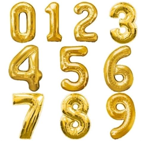 17 Inch Golden Foil Balloon Number / Gold Foil balloon