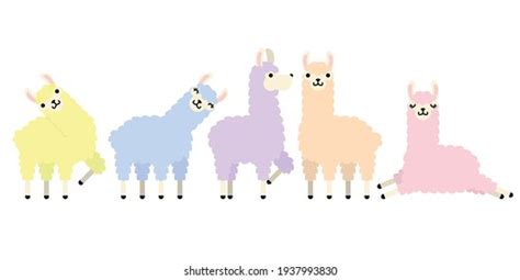 Set Cute Colorful Llama Animal Different Stock Vector (Royalty Free ...