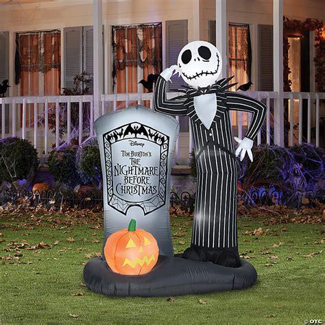 72" Blow Up Inflatable Jack Skellington with Tombstone Outdoor ...