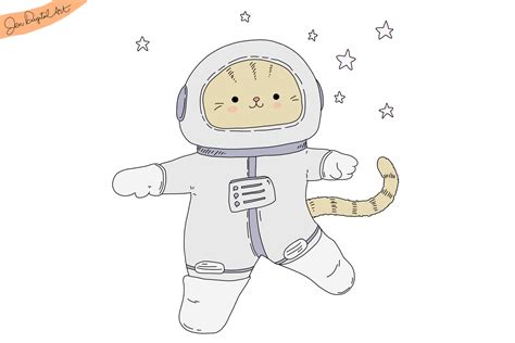 Astronaut Cat | PNG/JPEG | Cute Clip Art Illustration | Astronaut cat, Illustration art, Cat ...