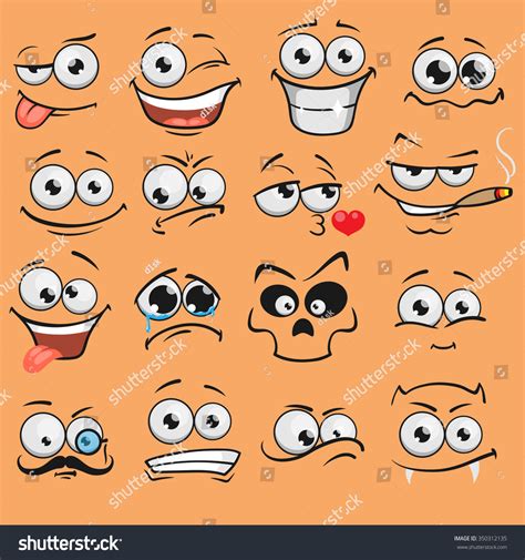 Cartoon Faces Set Stock Vector Illustration 350312135 : Shutterstock