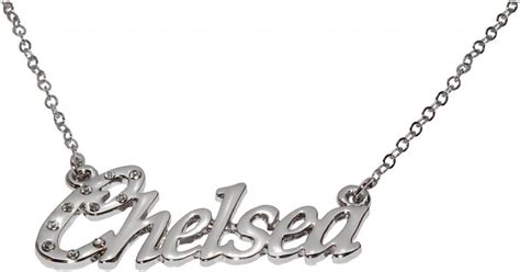 Amazon.com: Name Necklaces Chelsea - Personalized Necklace White Gold ...