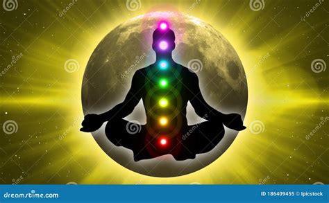 Meditation People Achieve Enlightenment, Activation of Chakra and Aura in the Body Stock ...