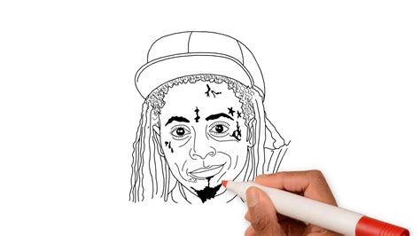 American rapper Lil Wayne face Drawing II easily step by step - YouTube